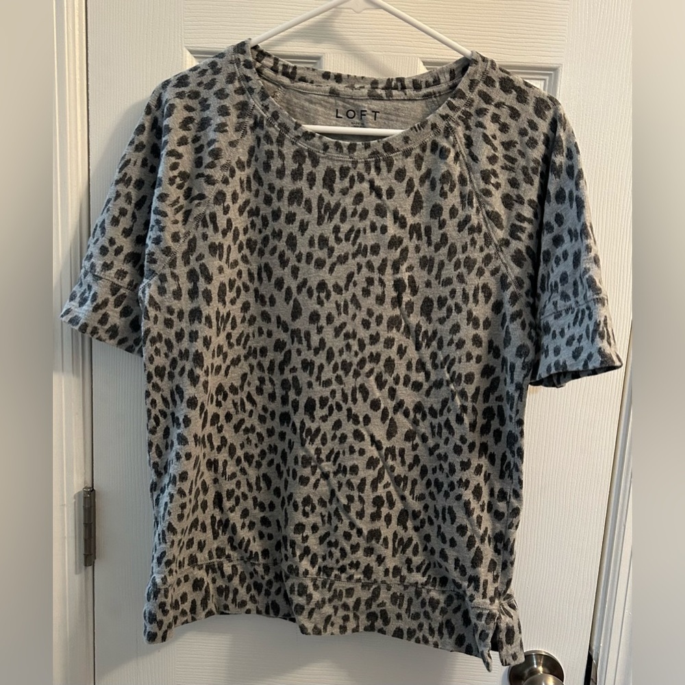 Loft blouse leopard print gray and black size medium